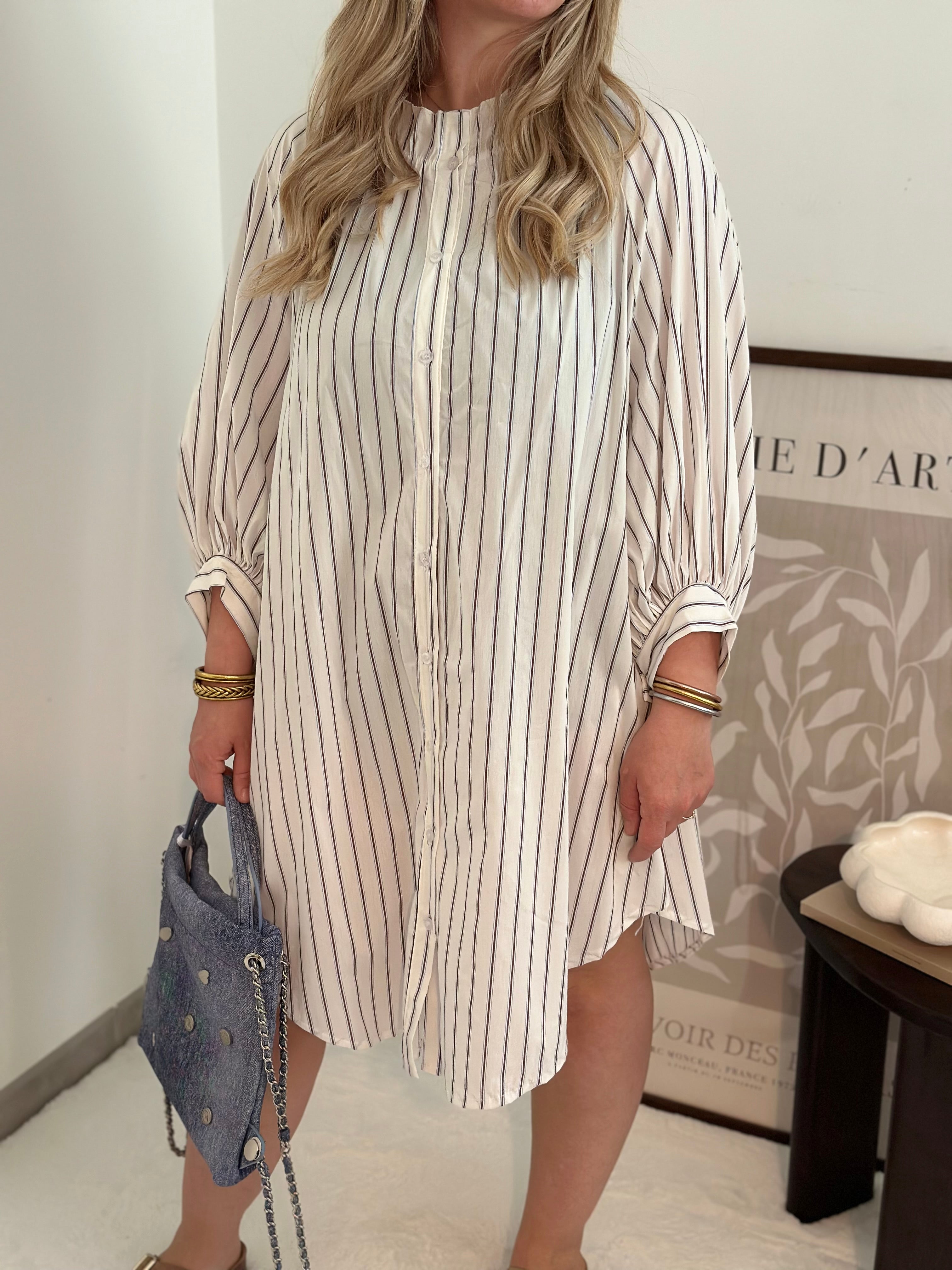 Robe Chemise rayé Blanche