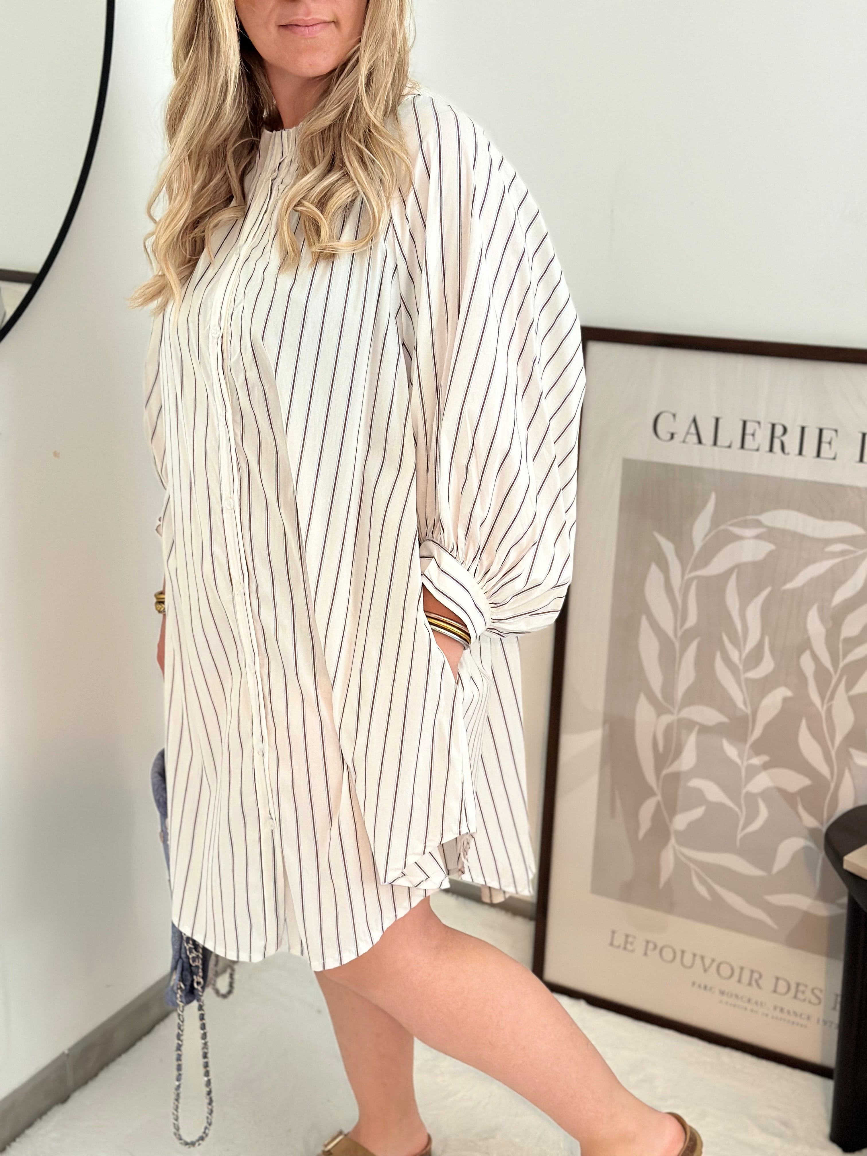 Robe Chemise rayé Blanche