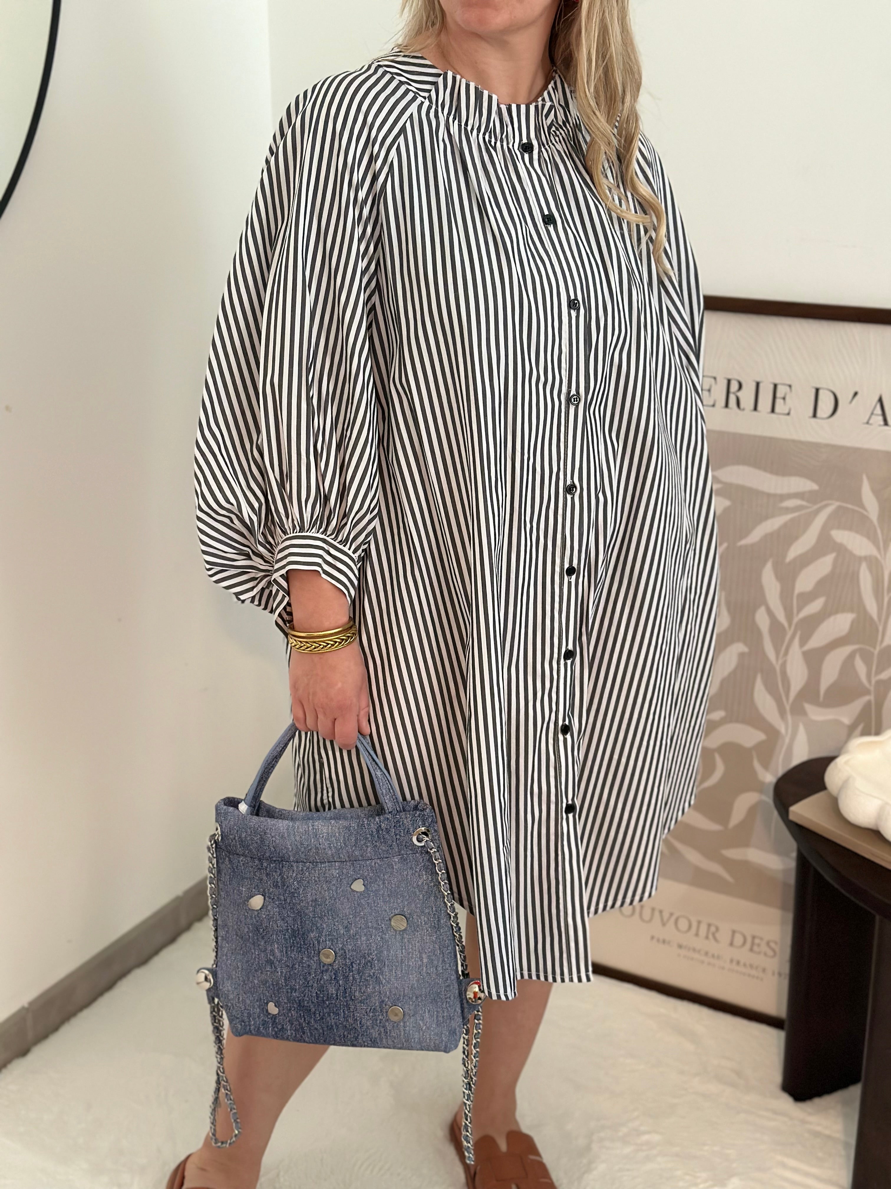 Robe Chemise rayé Grise