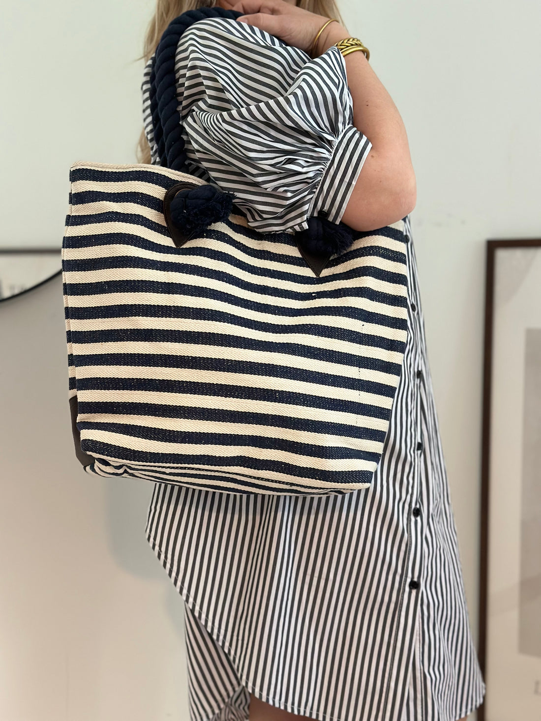 Cabas rayé Bleu Marine