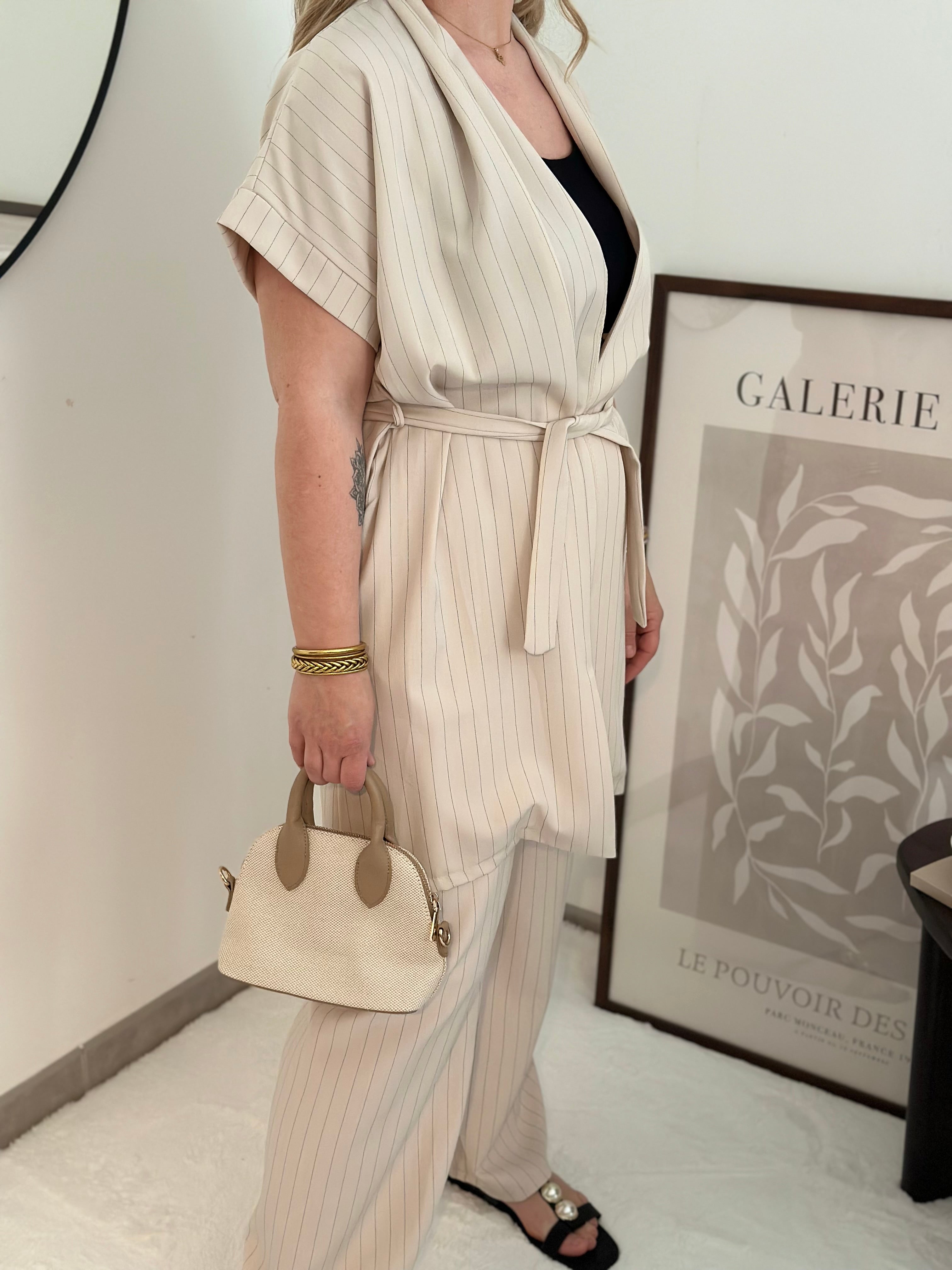 Ensemble rayé Beige MONA