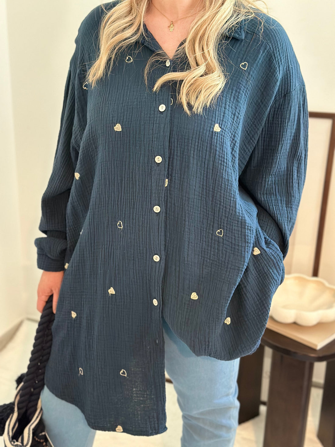 Chemise COEUR Bleu Marine