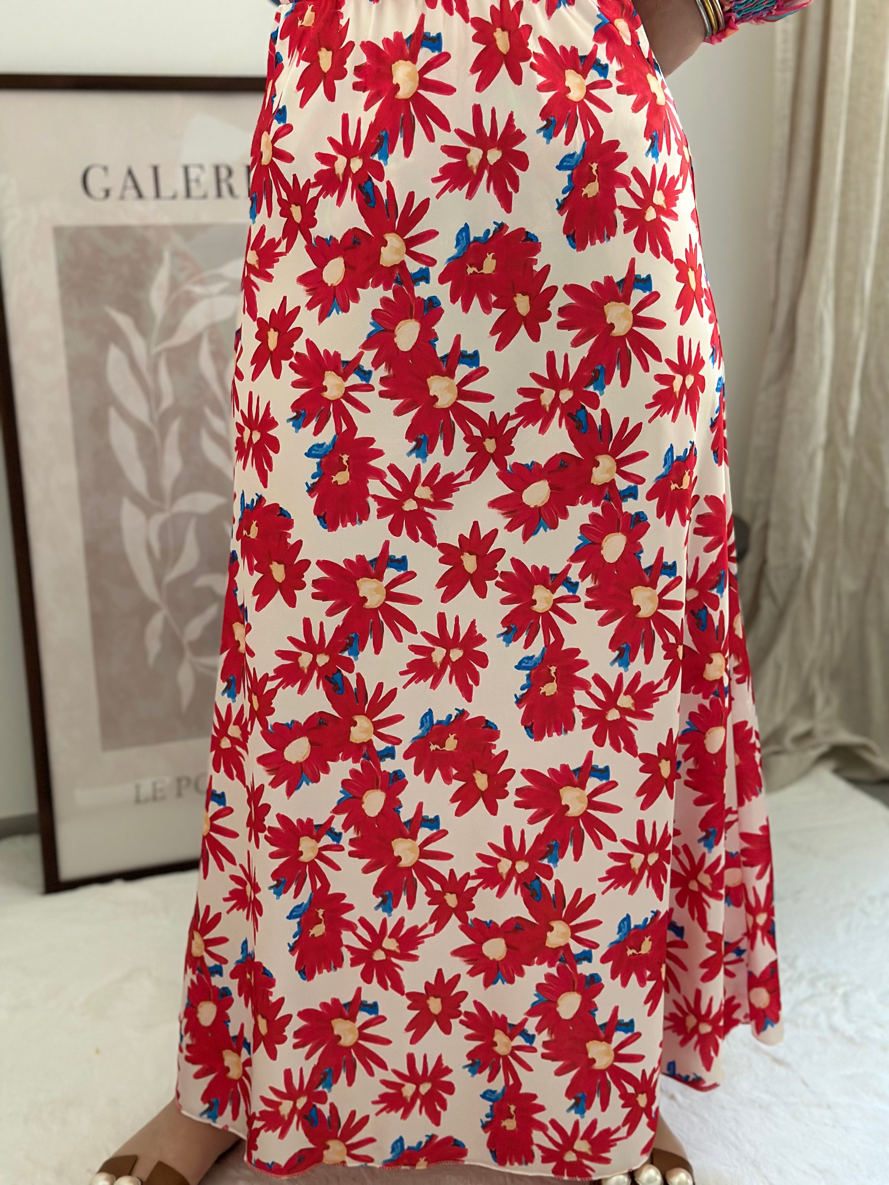 Jupe Fleuris LILI Rouge