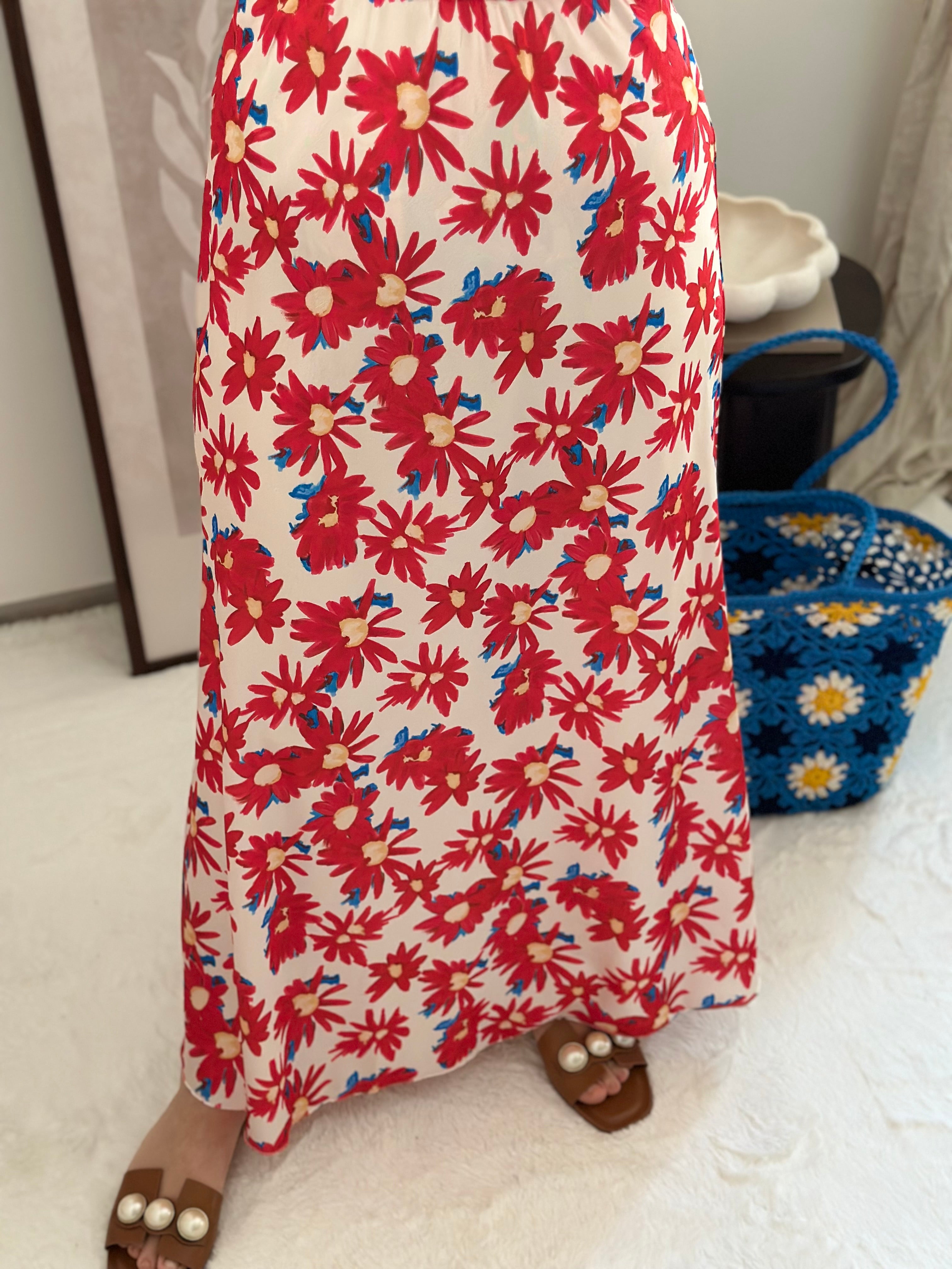 Jupe Fleuris LILI Rouge