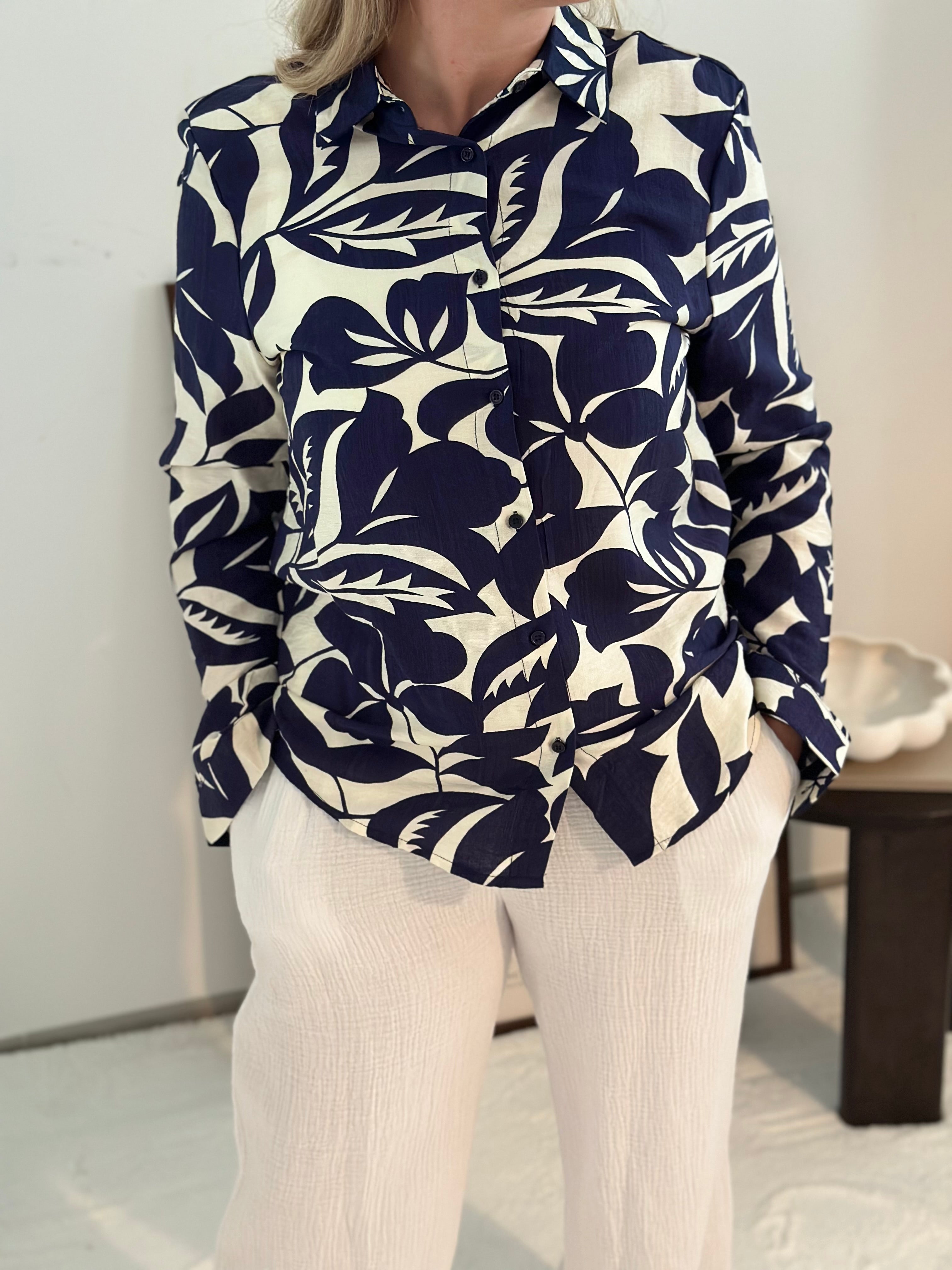 Chemise Bleu Fleurs MANON