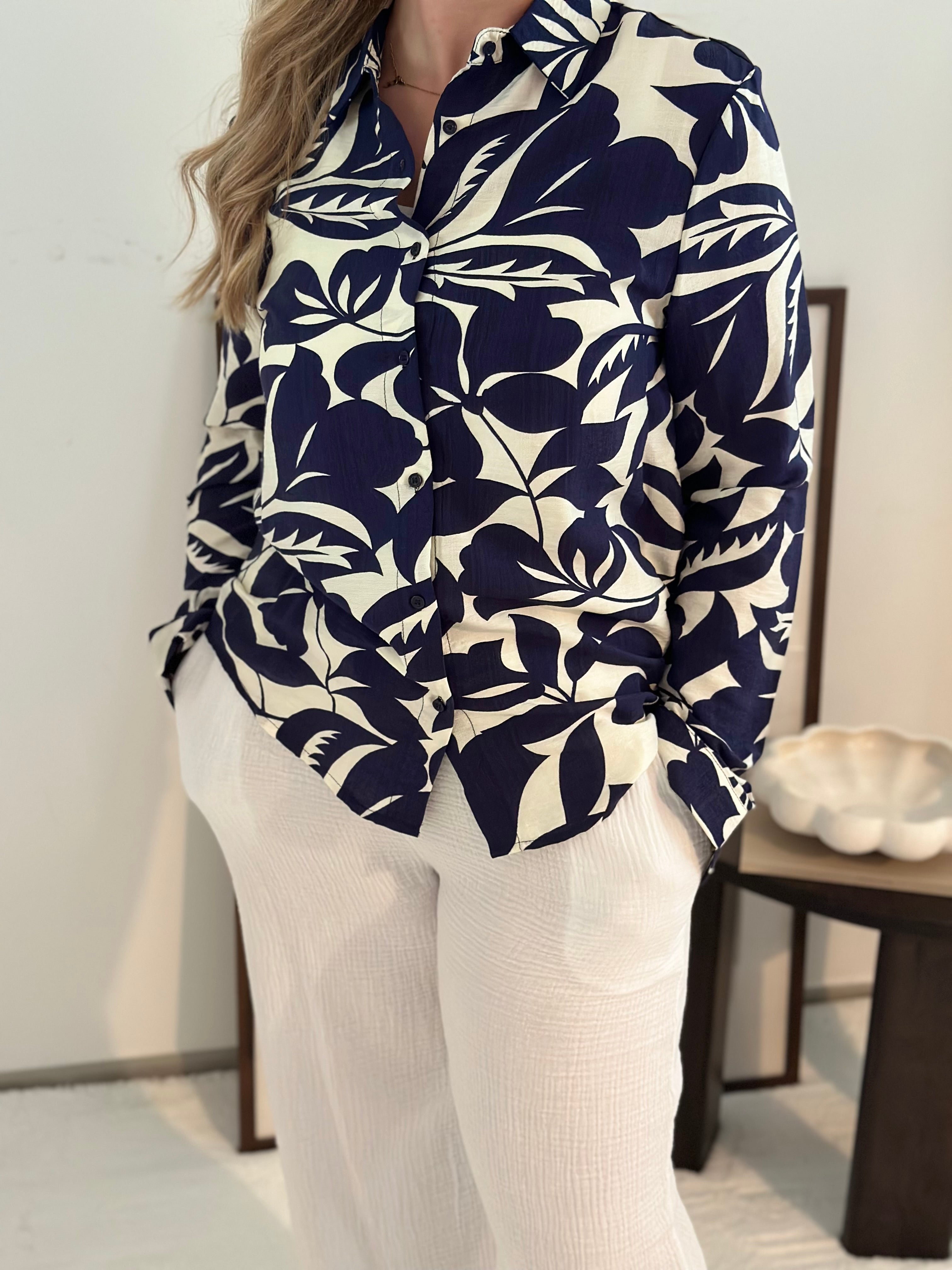 Chemise Bleu Fleurs MANON