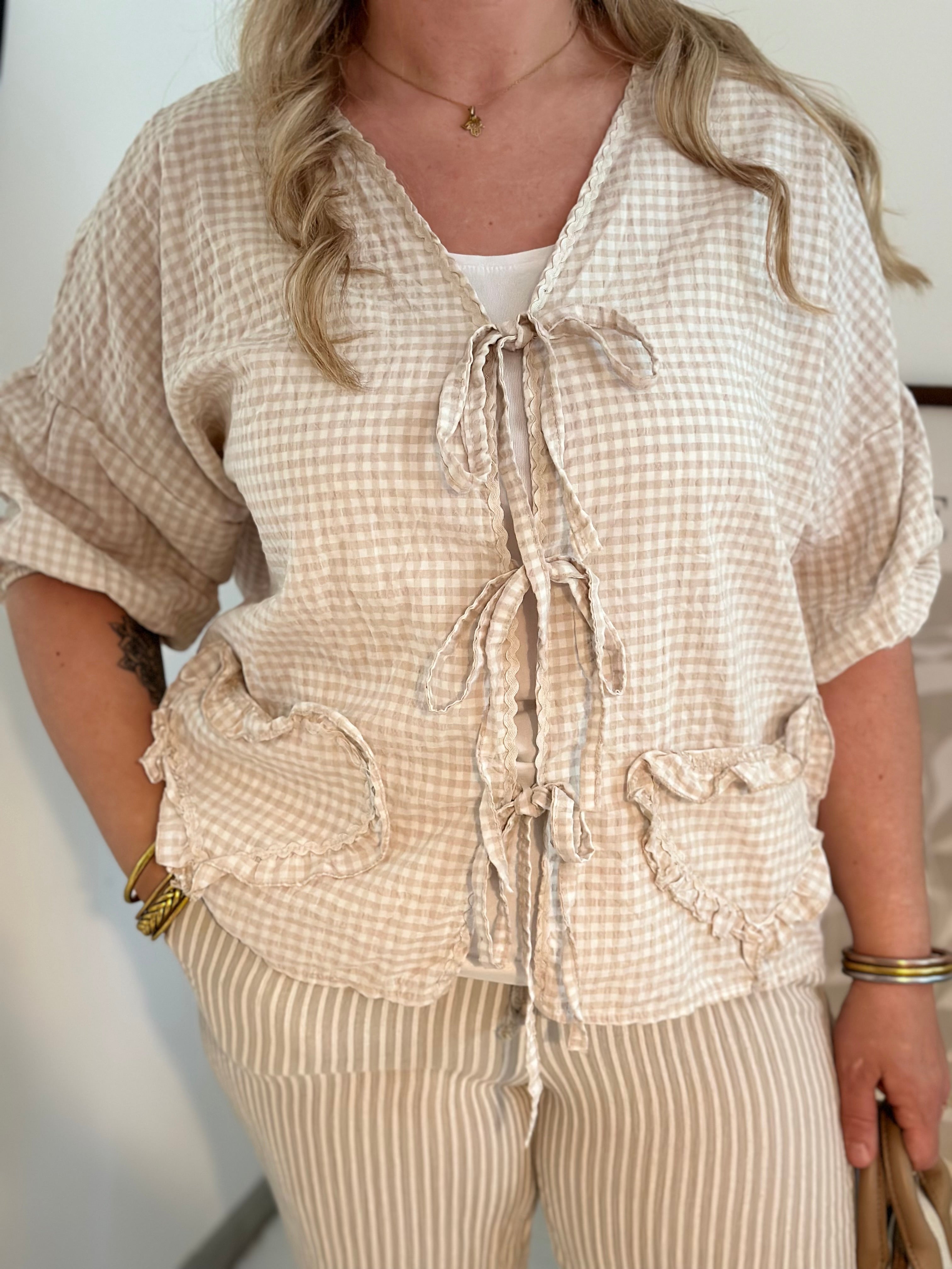 Blouse COEUR Vichy Beige