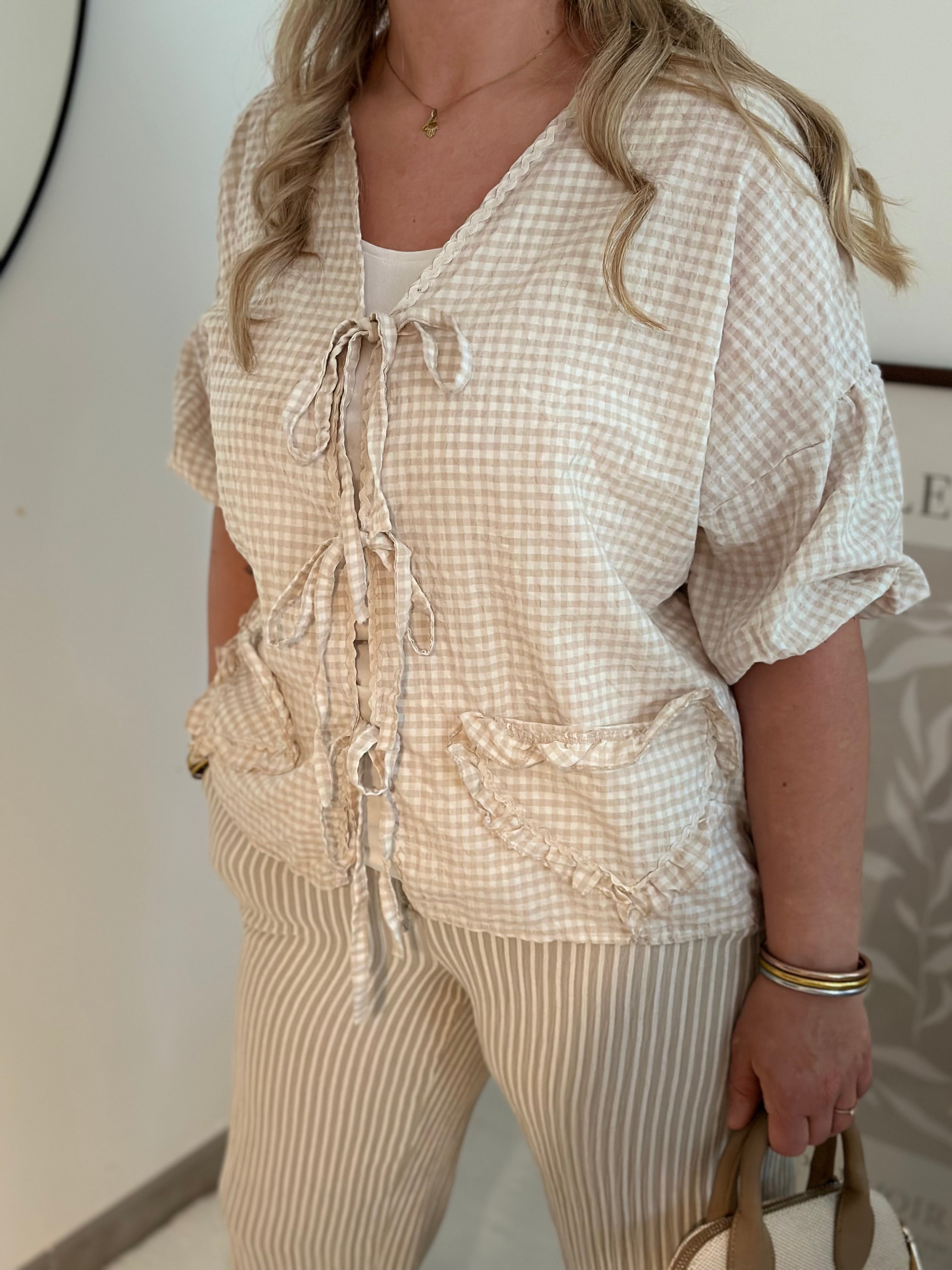 Blouse COEUR Vichy Beige