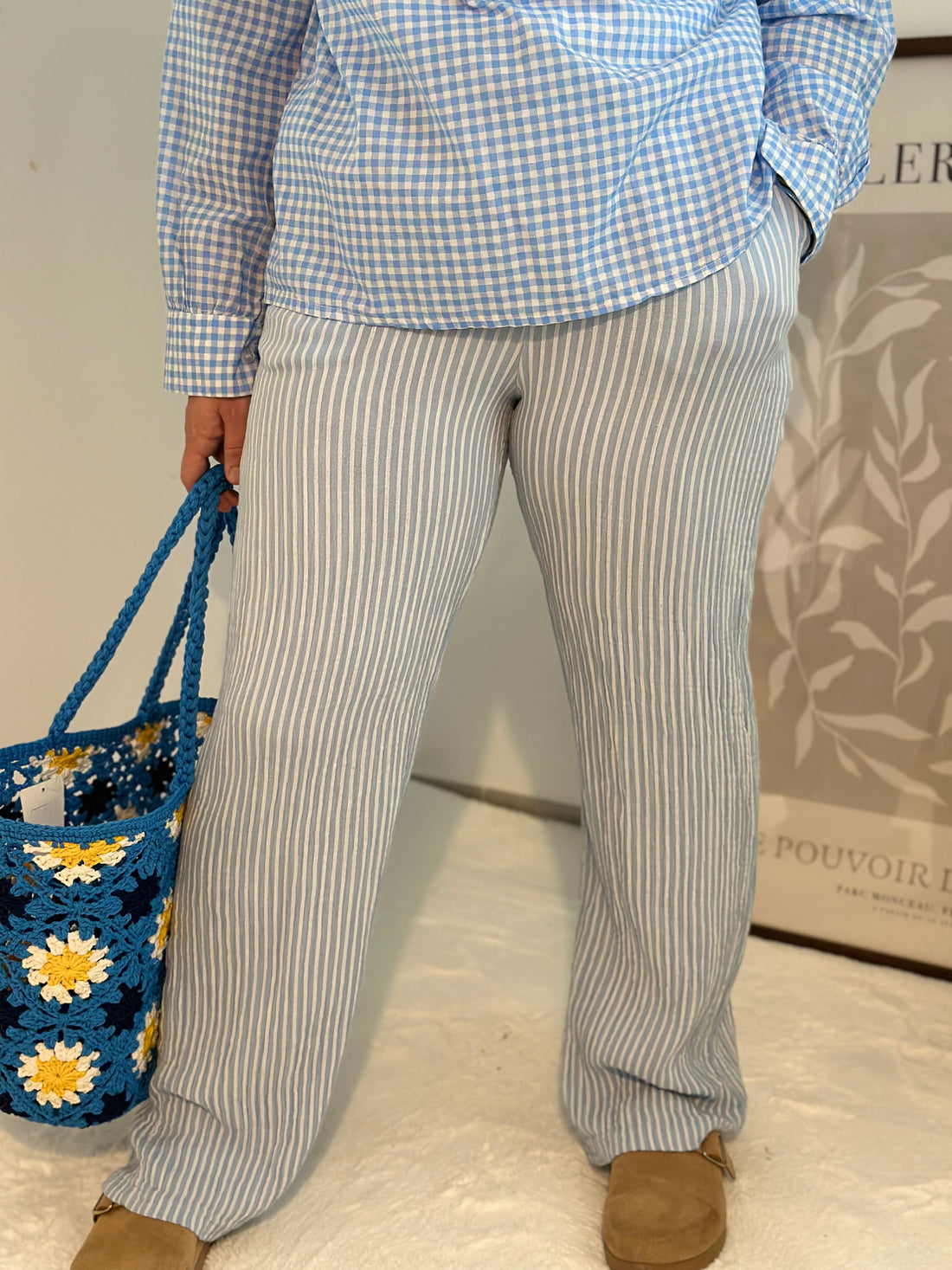 Pantalon rayé bleu LARA