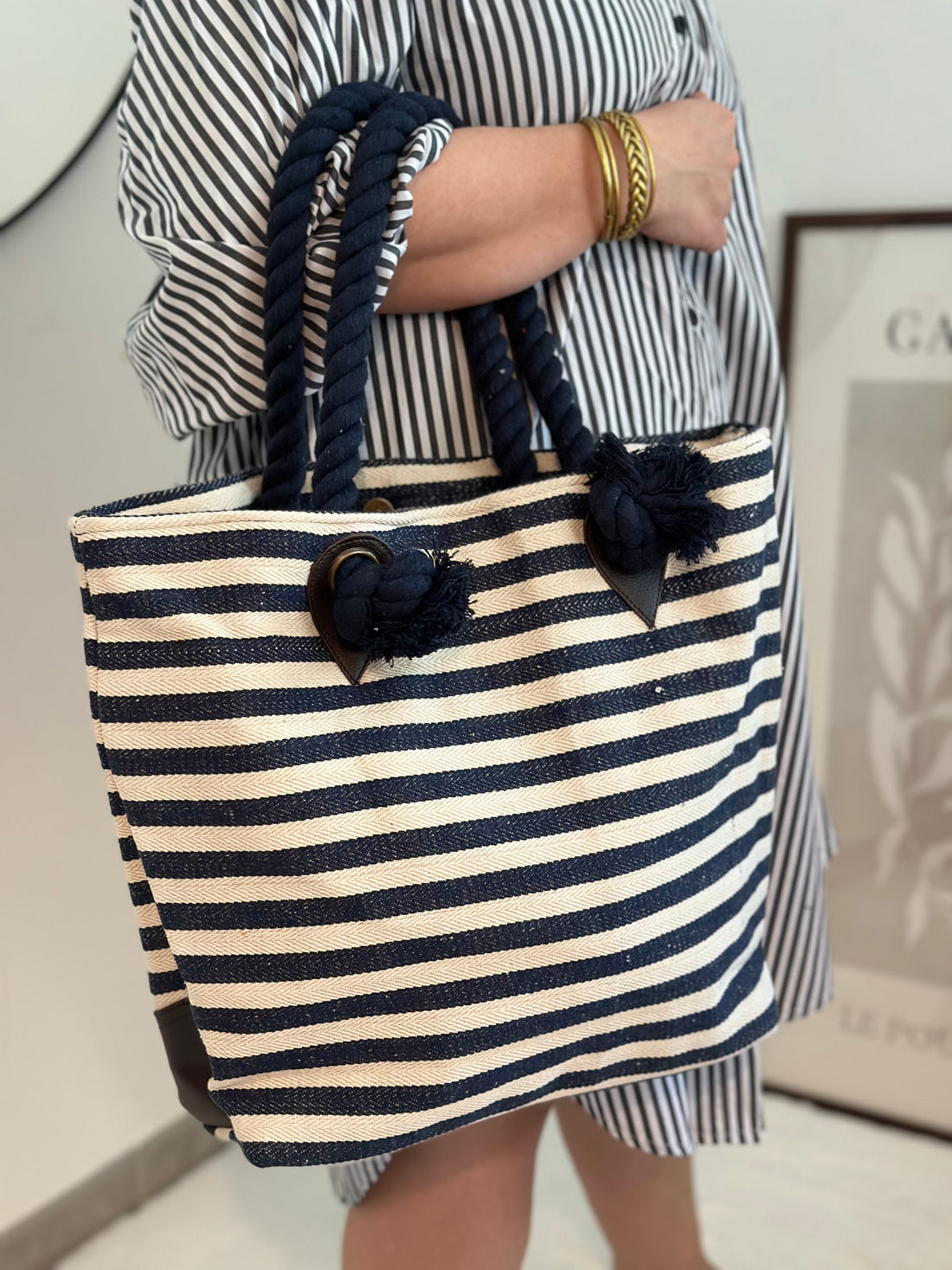 Cabas rayé Bleu Marine