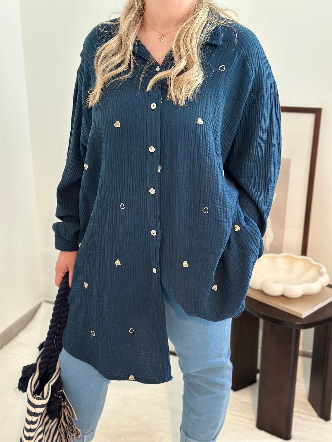 Chemise COEUR Bleu Marine